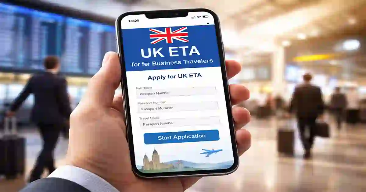 UK ETA for business travelers application on smartphone